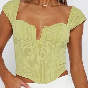 White Fox Boutique green crop bustier top